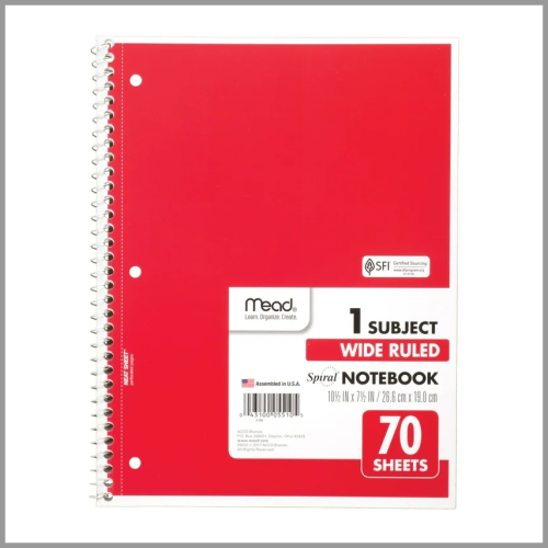 Mead Wired Notebook Wide Ruled 70sheets