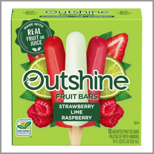 Outshine Fruit Bars Strawberry Lime Raspberry 12pk