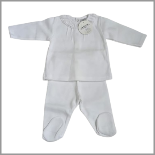 Frill Collar Sweater Set 2pc White 6mo