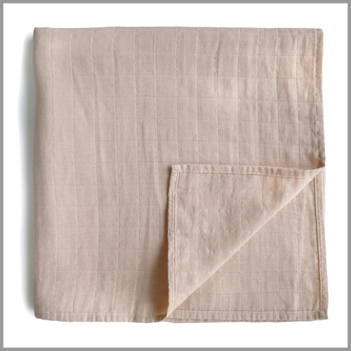 Mushie Organic Cotton Swaddle Blanket Blush 47inx47in