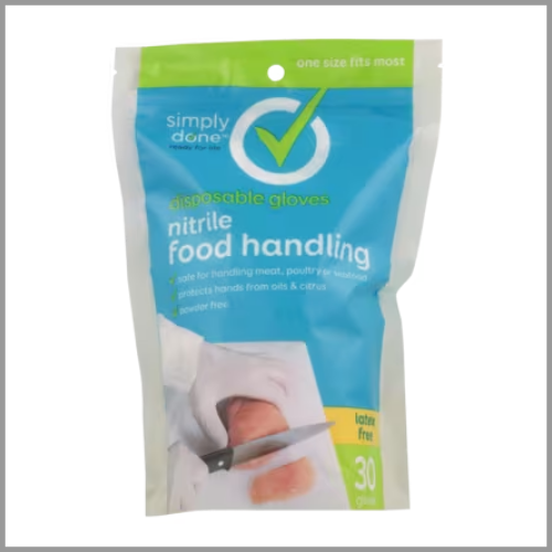 Simply Done Disposable Gloves Nitrile Food Handling 30pk