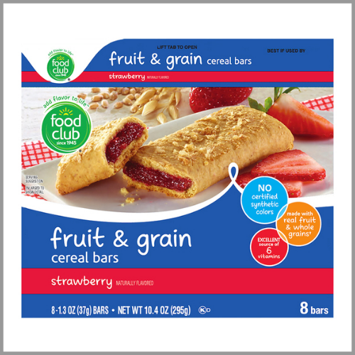 Food Club Fruit and Grain Cereal Bar Strawberry 8pk