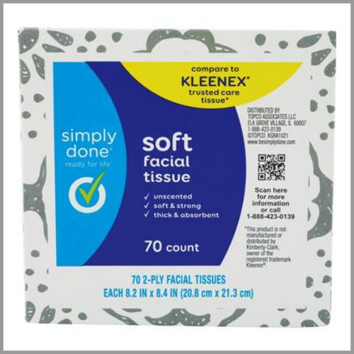 Simply Done Tissues Soft Facial 2ply 70ct