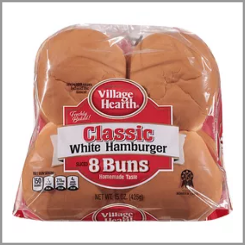 Village Hearth Hamburger Buns Classic White 8ct 15oz