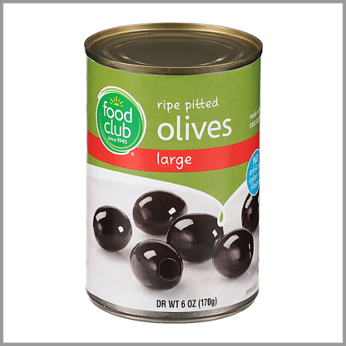 Food Club Olives Black Ripe Pitted Large 6oz