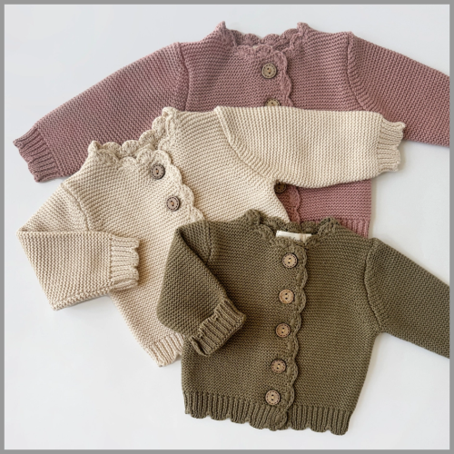 Olive and Cradle Knit Cardigan Sophia Light Oat 0-3mo