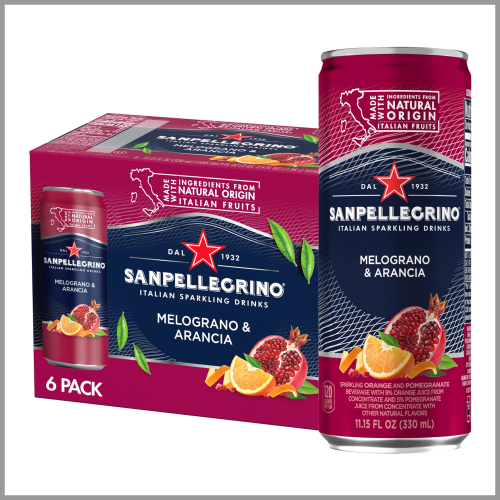 San Pellegrino Italian Sparkling Drinks Melograno Arancia 6pk