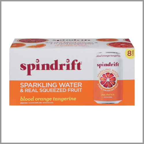 Spindrift Sparkling Water and Real Squeezed Fruit Blood Orange Tangerine 12floz 8pk