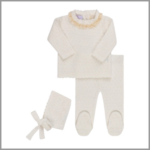 Bon Knit Sky Layette Set Off White 3-6mo