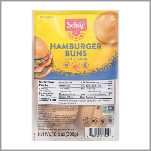 Schar Hamburger Buns Gluten Free 10.6oz 4ct