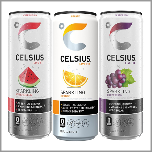 Celsius Sparkling Water Grape Orange Watermelon 12oz 18pk