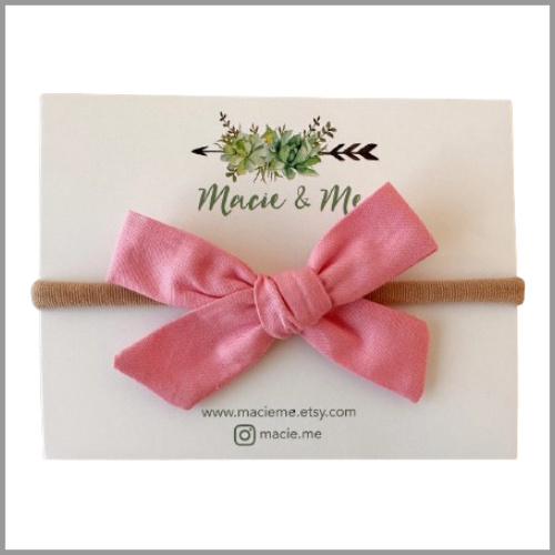 Macie n Me Tied Bow Headband Rose Pink