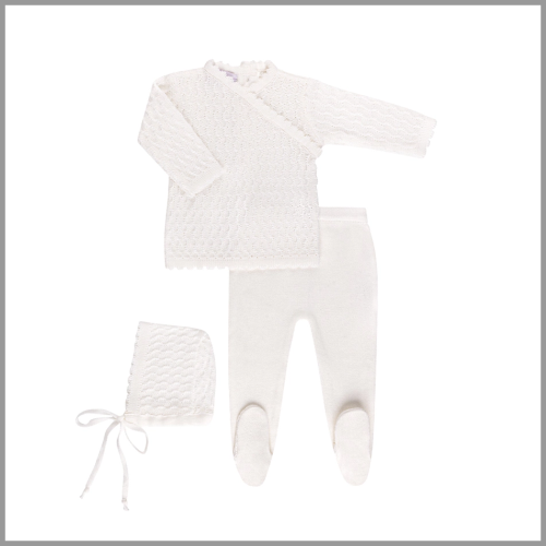 Bon Knit Raz Layette Set Off White 3-6m