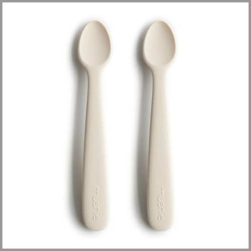 Mushie Silicone Feeding Spoons Ivory 2pk