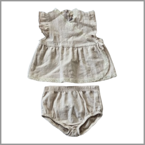 Beige Dress Set 6mos