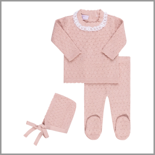 Bon Knit Sky Layette Set Rose 0-3m