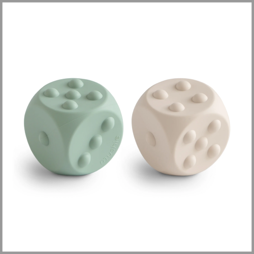 Mushie Dice Press Toy Cambridge Blue Shifting Sand 2pk