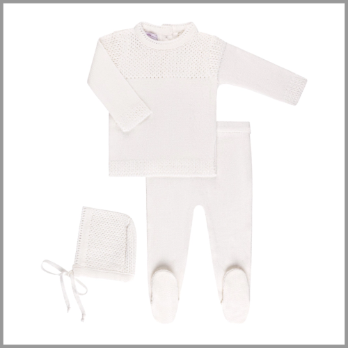 Bon Knit Tal Layette Set Off White 0-3mo