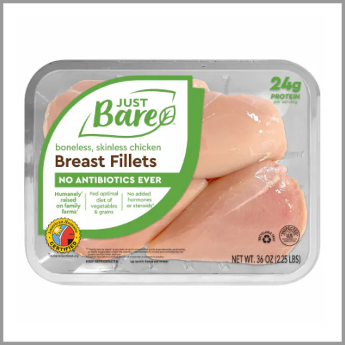 Just Bare Boneless Skinless Chicken Breast Fillets 36oz