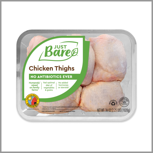 Just Bare Bone In Skin On Chicken Thighs 2.25lb