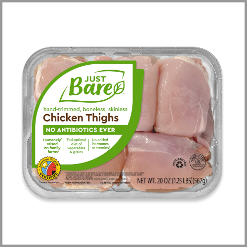 Just Bare Boneless Skinless Chicken Thighs 1.25lb