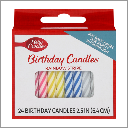 Betty Crocker Birthday Candles Rainbow Stripe 24ct