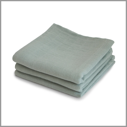 Mushie Muslin Cloth Set Sage 3pk