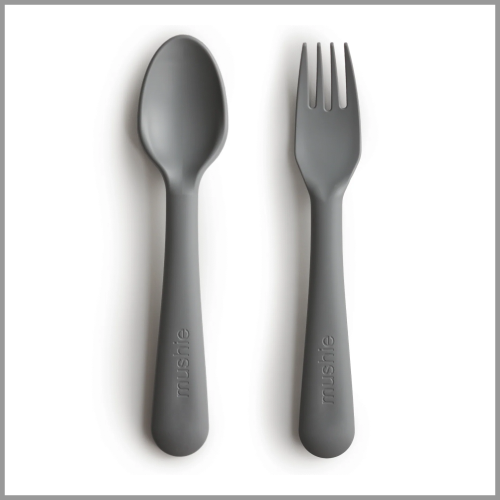 Mushie Fork and Spoon Set Smoke 1ea