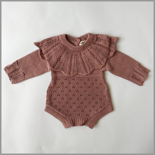 Olive and Cradle Knit Romper Zori Dusty Victorian Pink 0-3mo