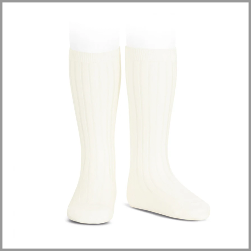 Condor Socks Ribbed Cotton Knee Cream Size 000