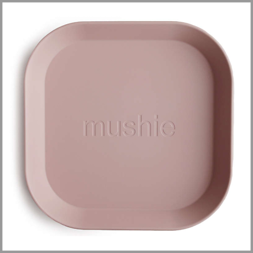 Mushie Dinnerware Plate Square Blush 2pk