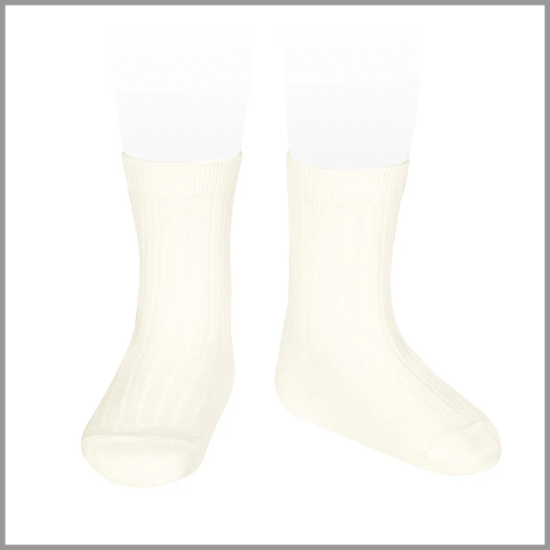 Condor Socks Ribbed Cotton Cream Size 0