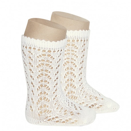 Condor Perle Openwork Knee Socks Beige Size 1