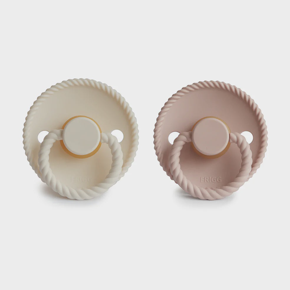 Frigg Rope Natural Rubber Pacifier Blush Cream 6-18m 2pk