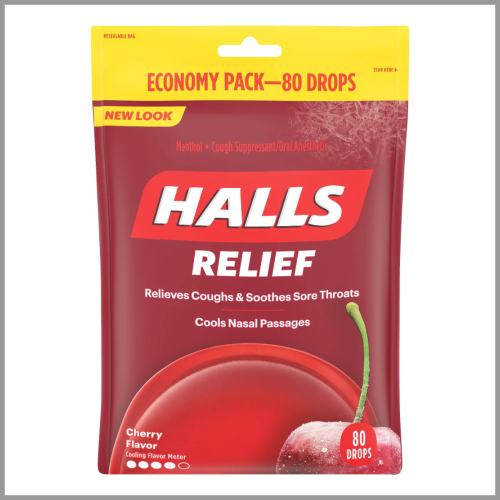 Halls Relief Cough Drops Cherry 80ct