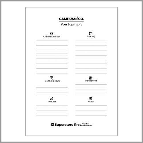 Campus and Co Shopping List Note Pad 5x7 25sheets