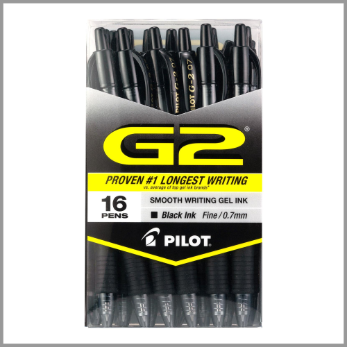 Pilot Gel Pens G2 Retractable Roller Ball Black Ink 16ct