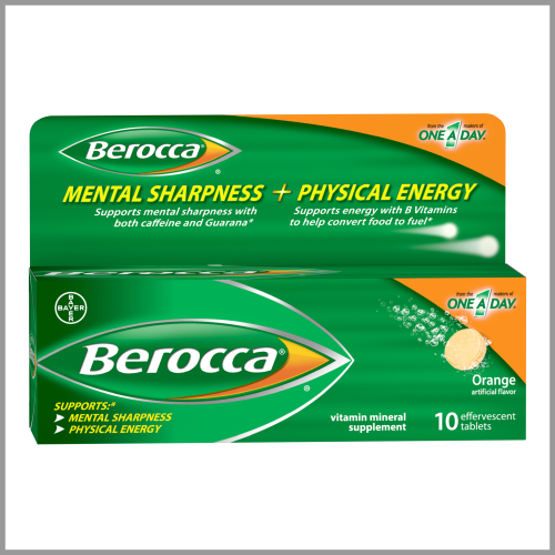 Berocca Energy Vitamin Effervescent Tablets Orange 10ct