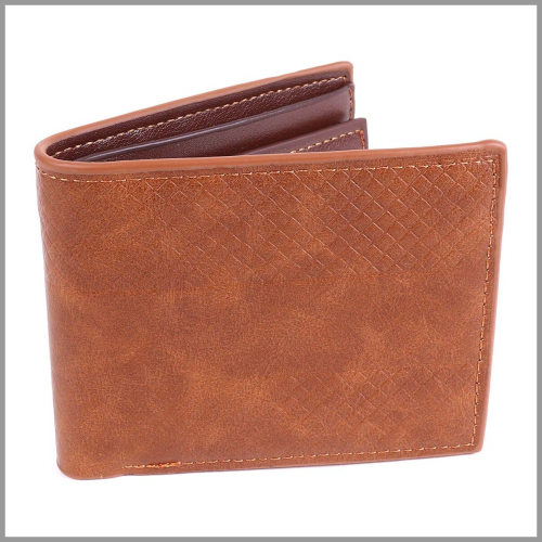 Laurant Bennet Men's Wallet Bi-Fold Leather Cognac