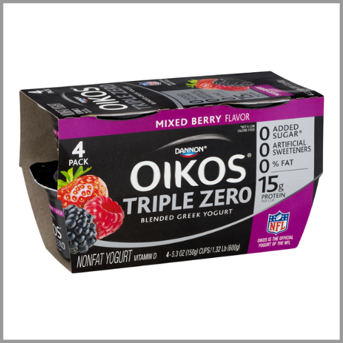 Oikos Greek Yogurt Triple Zero Mixed Berry 5.3oz 4pk