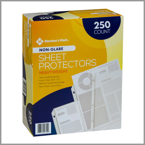Members Mark Sheet Protectors Non Glare 8.5in x 11in 250ct