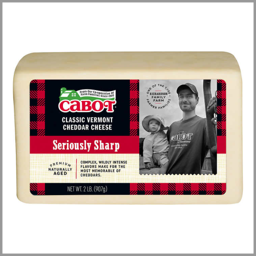 Cabot Cheese Seriously Sharp Aged White Cheddar 2lbs