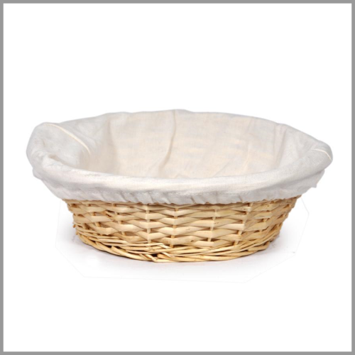 Communion Round Basket with Cloth Liner Small Natural