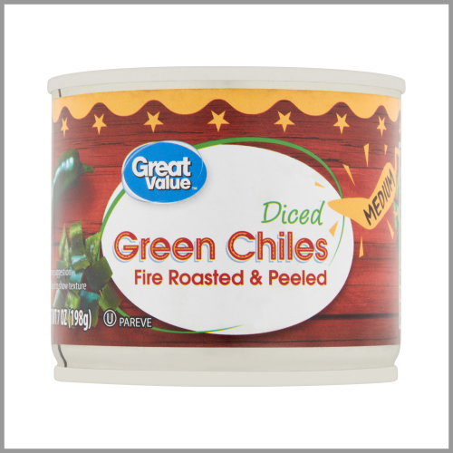 Great Value Green Chiles Diced Fire Roasted and Peeled 7oz