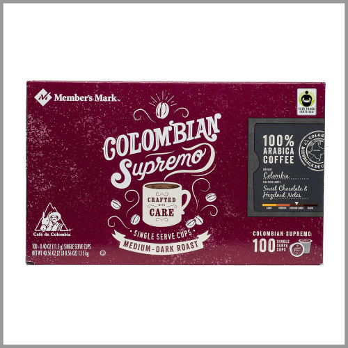 Members Mark Coffee Colombian Supremo Medium Dark Roast K-Cup 100pk