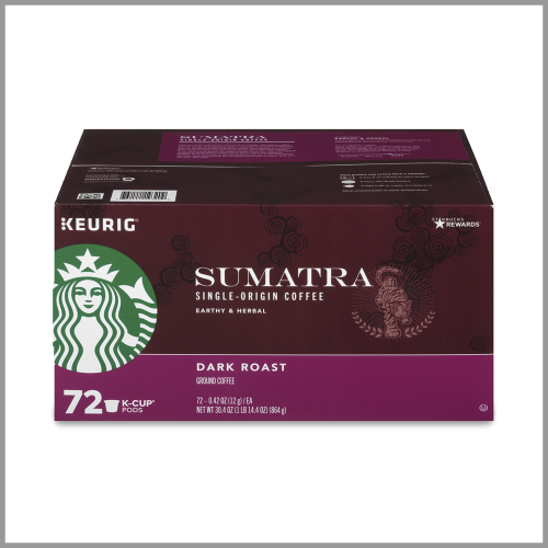 Starbucks Coffee K-Cups Sumatra Dark Roast 72pk