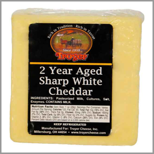 Troyer Cheese Sharp White Cheddar 2yr Aged 8oz