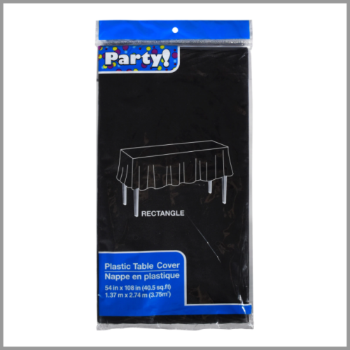Party Tablecloth Plastic Disposable Black 108x54in