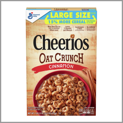 General Mills Cereal Cheerios Oat Crunch Oats N Honey 18.2oz