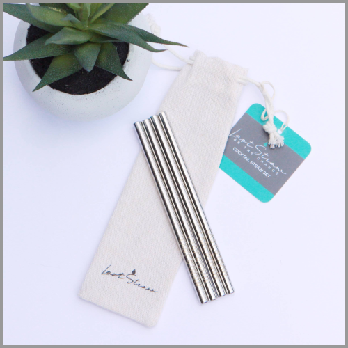 Straws Stainless Steel Silver 4ct